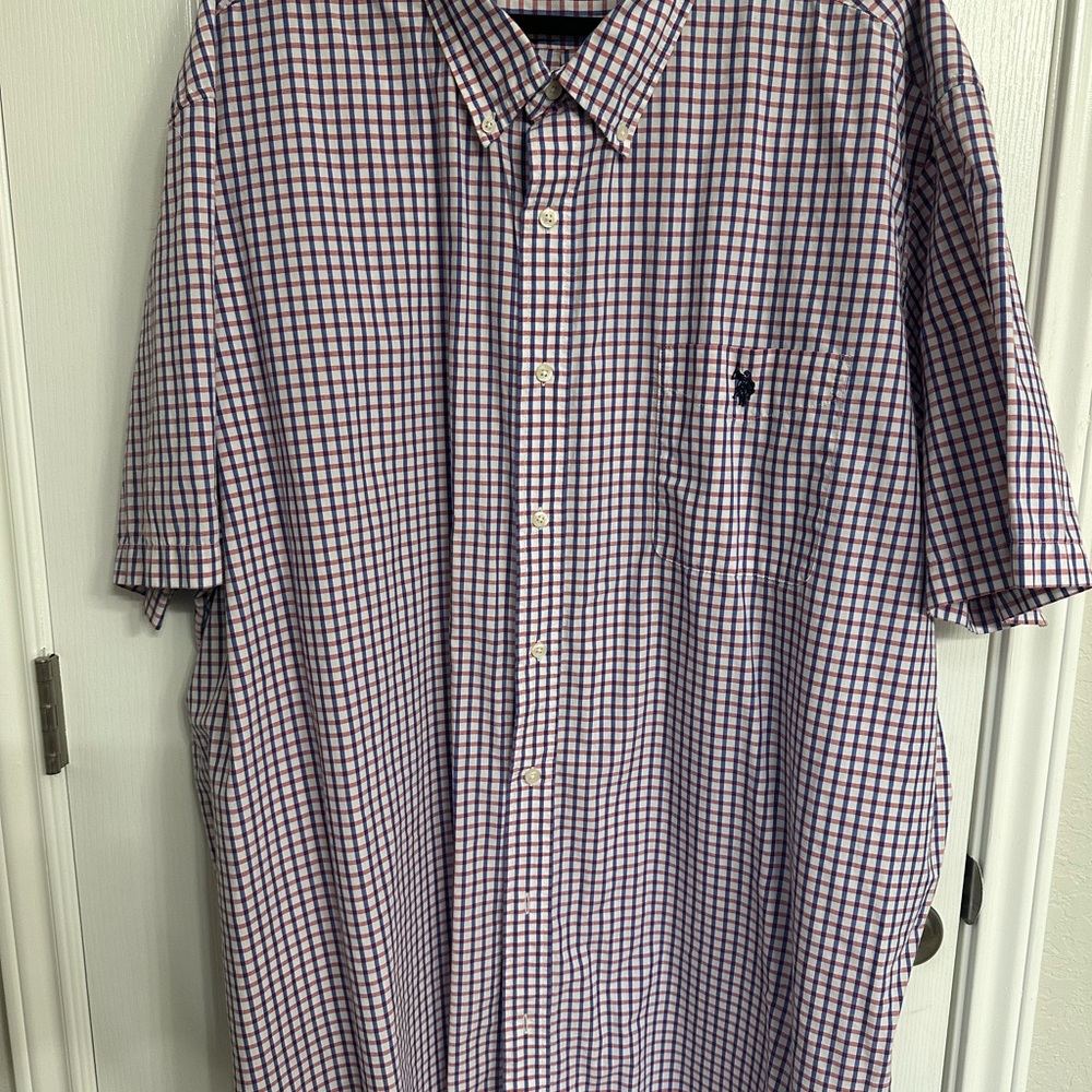 U.S. Polo Assn. Men's Purple and White Checkered Shirt